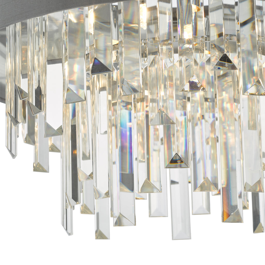 Halle 4 Light Flush Grey Shade Crystal<br>Grey
