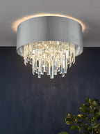 Halle 4 Light Flush Grey Shade Crystal<br>Grey