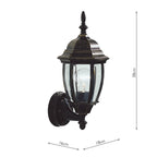 Hambro Outdoor Wall Light Black/Gold Glass IP43<br>Matt Black Gold