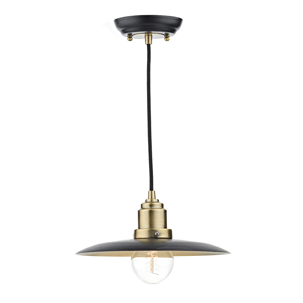 Hannover 1 Light Pendant Black Antique Brass<br>Black
