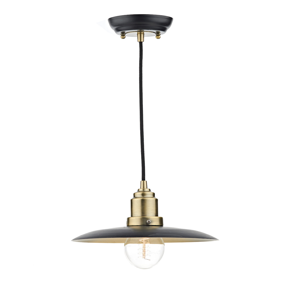 Hannover 1 Light Pendant Black Antique Brass<br>Black