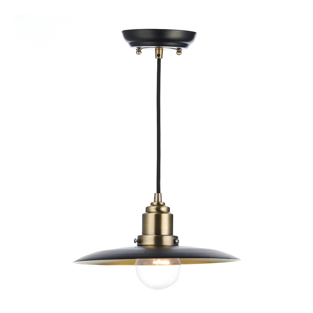Hannover 1 Light Pendant Black Antique Brass<br>Black