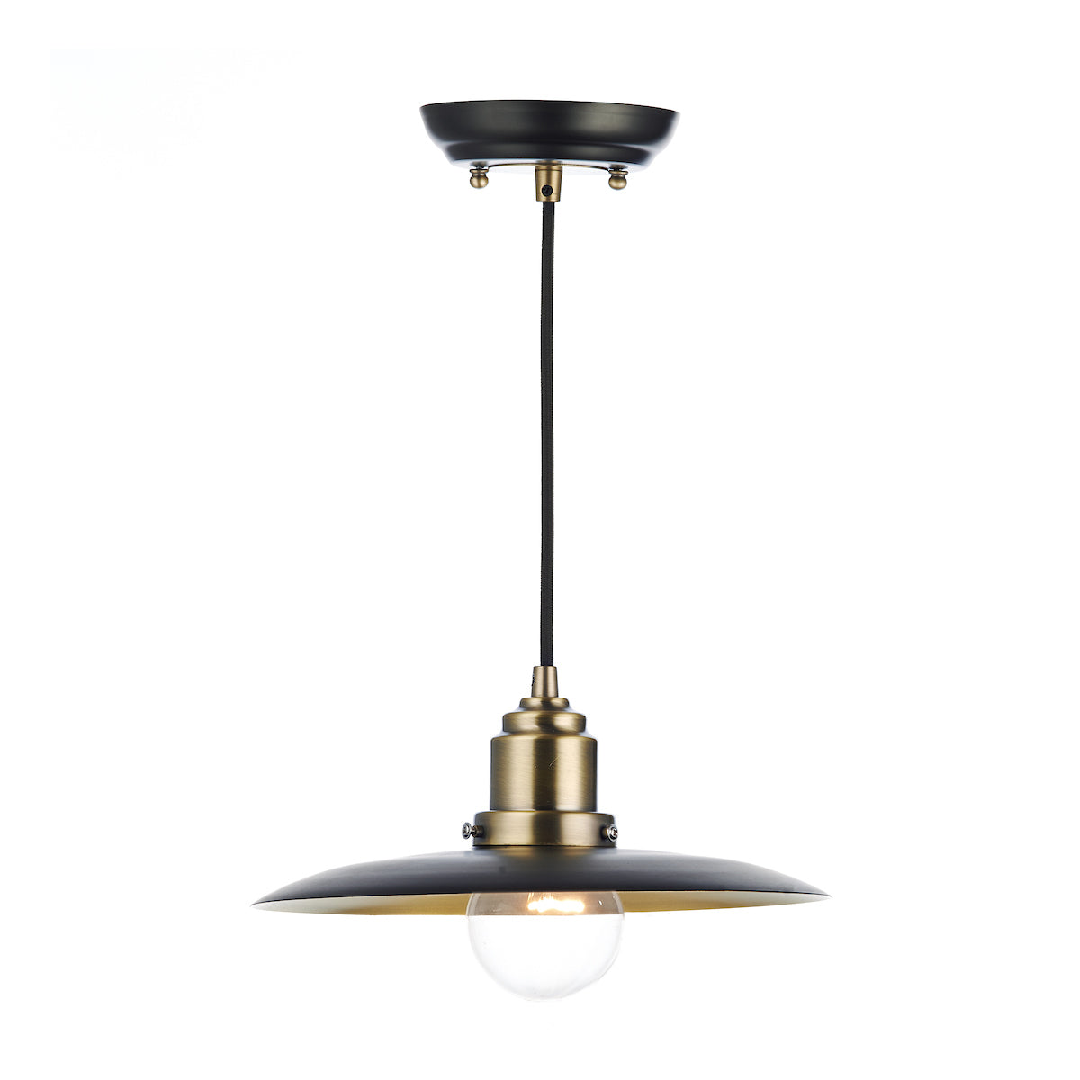 Hannover 1 Light Pendant Black Antique Brass<br>Black