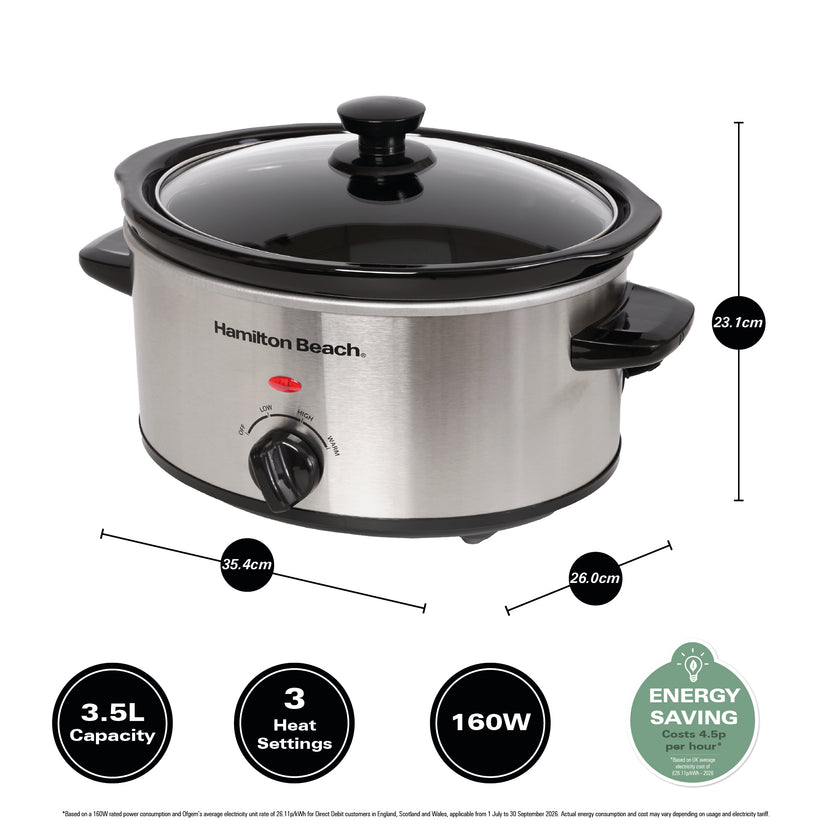 Hamilton Beach HBSC040S 'The Comfort Cook' 3.5L Slow Cooker-Silver
