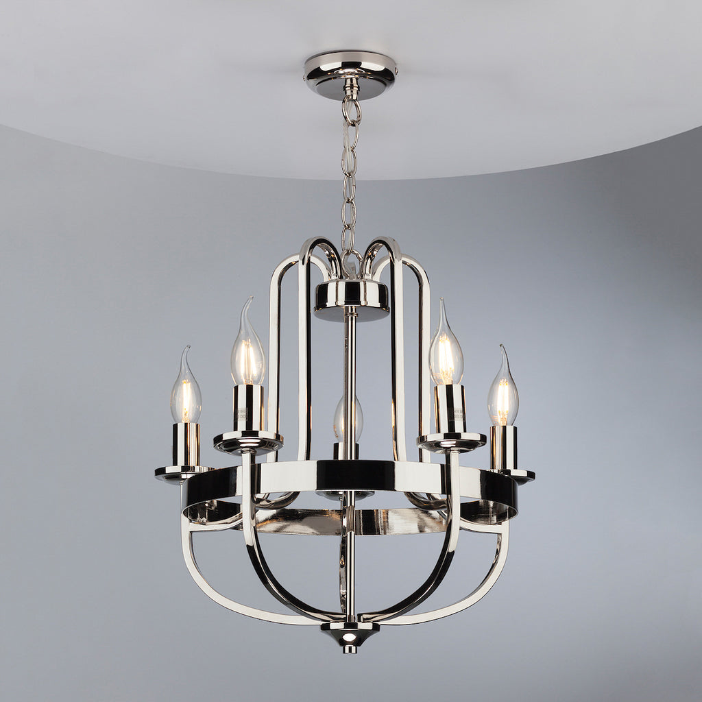 Heythrope 5 Light Pendant Polished Nickel<br>Polished Nickel
