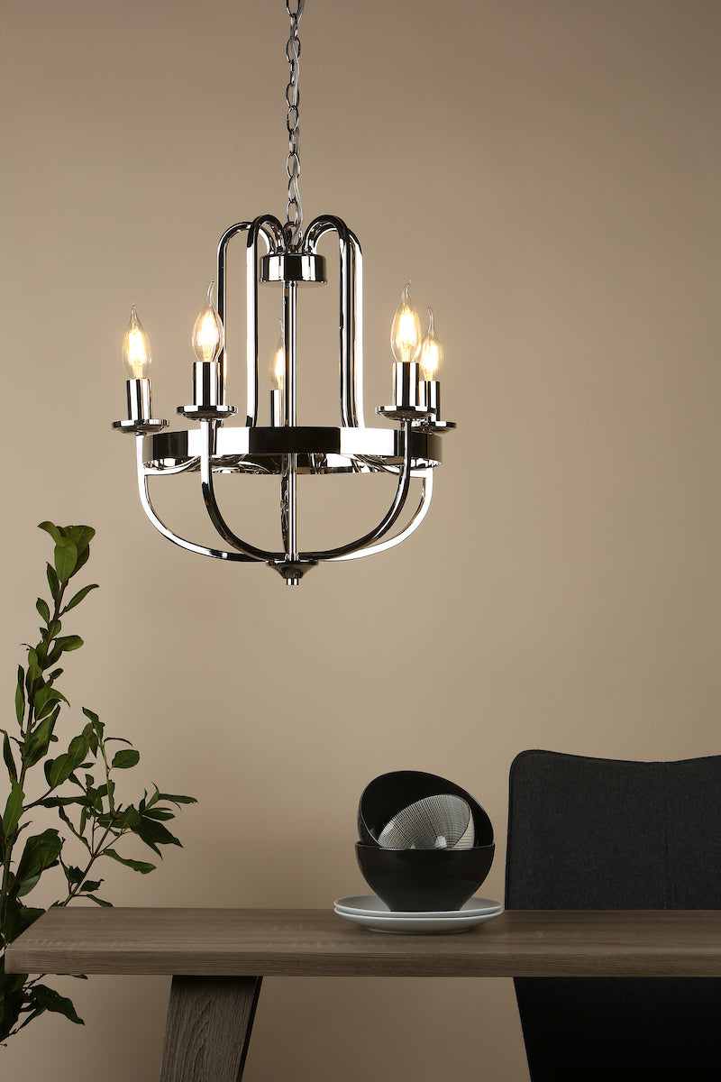 Heythrope 5 Light Pendant Polished Nickel<br>Polished Nickel