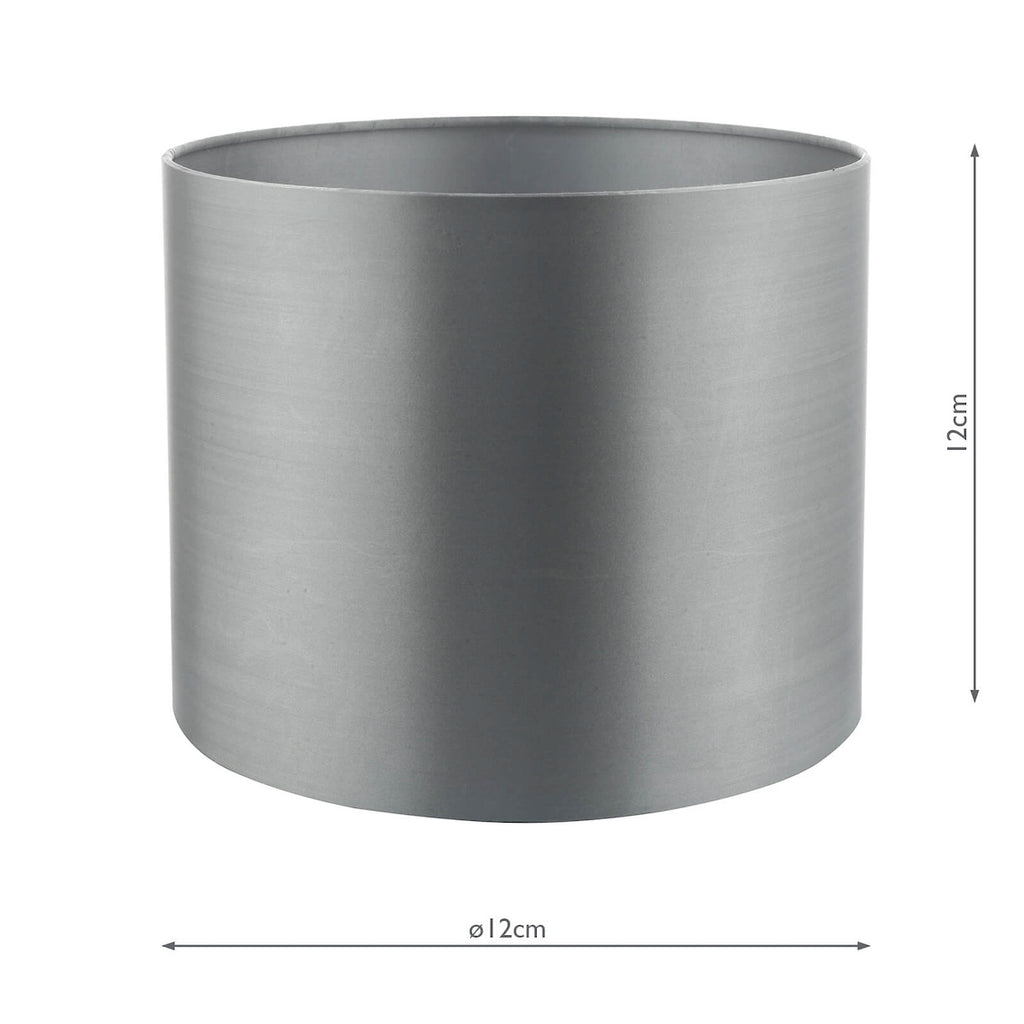 Hilda Grey Faux Silk Drum Shade 12cm<br>Grey