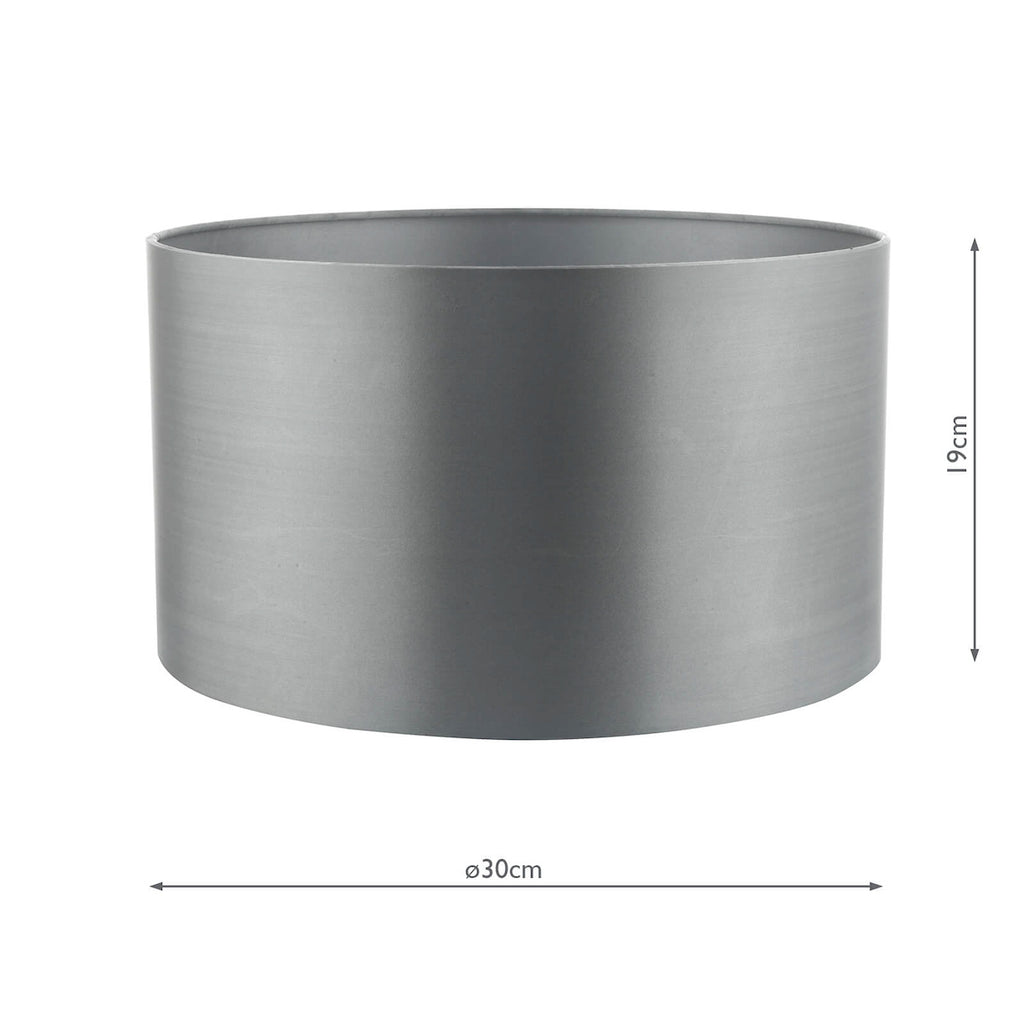 Hilda Grey Faux Silk Drum Shade 30cm<br>Grey