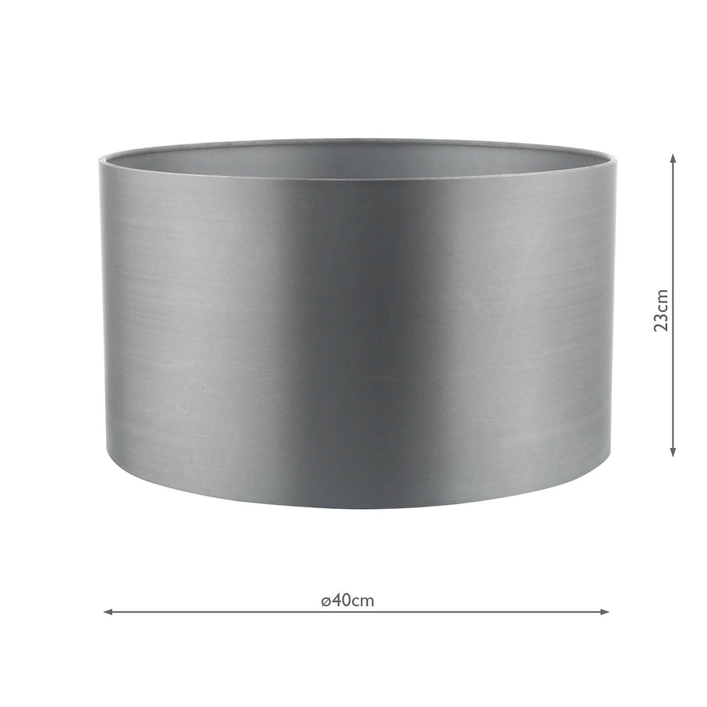 Hilda Grey Faux Silk Drum Shade 40cm<br>Grey