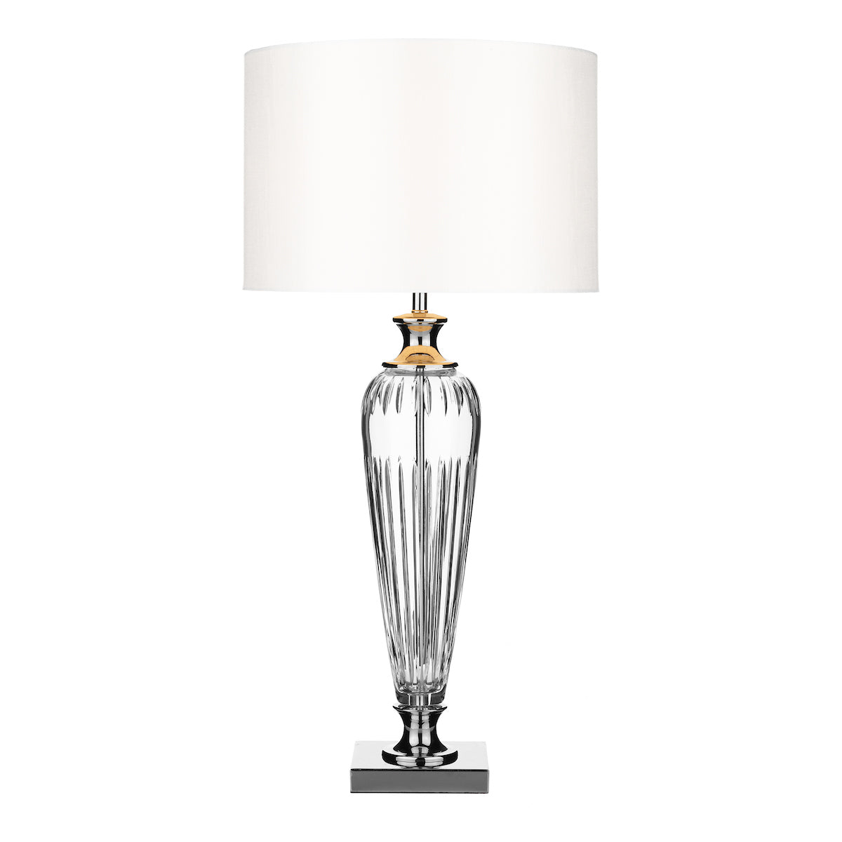 Hinton Table Lamp Polished Chrome Crystal With Shade <br>Crystal