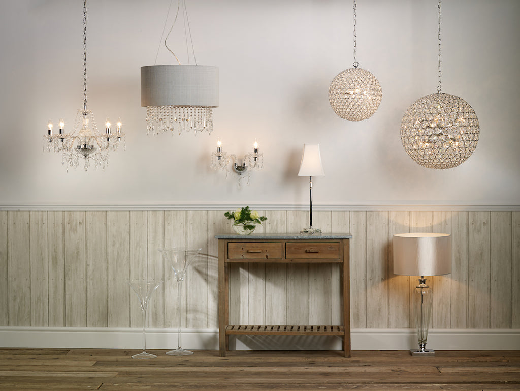 Hinton Table Lamp Polished Chrome Crystal With Shade <br>Crystal
