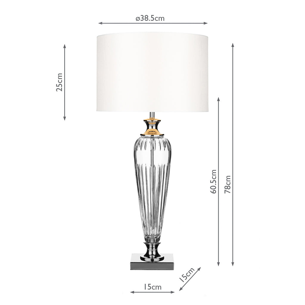 Hinton Table Lamp Polished Chrome Crystal With Shade <br>Crystal