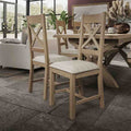 Bordeaux Cross Back Chair Fabric Seat in Check Natural