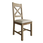 Bordeaux Cross Back Chair Fabric Seat in Check Natural
