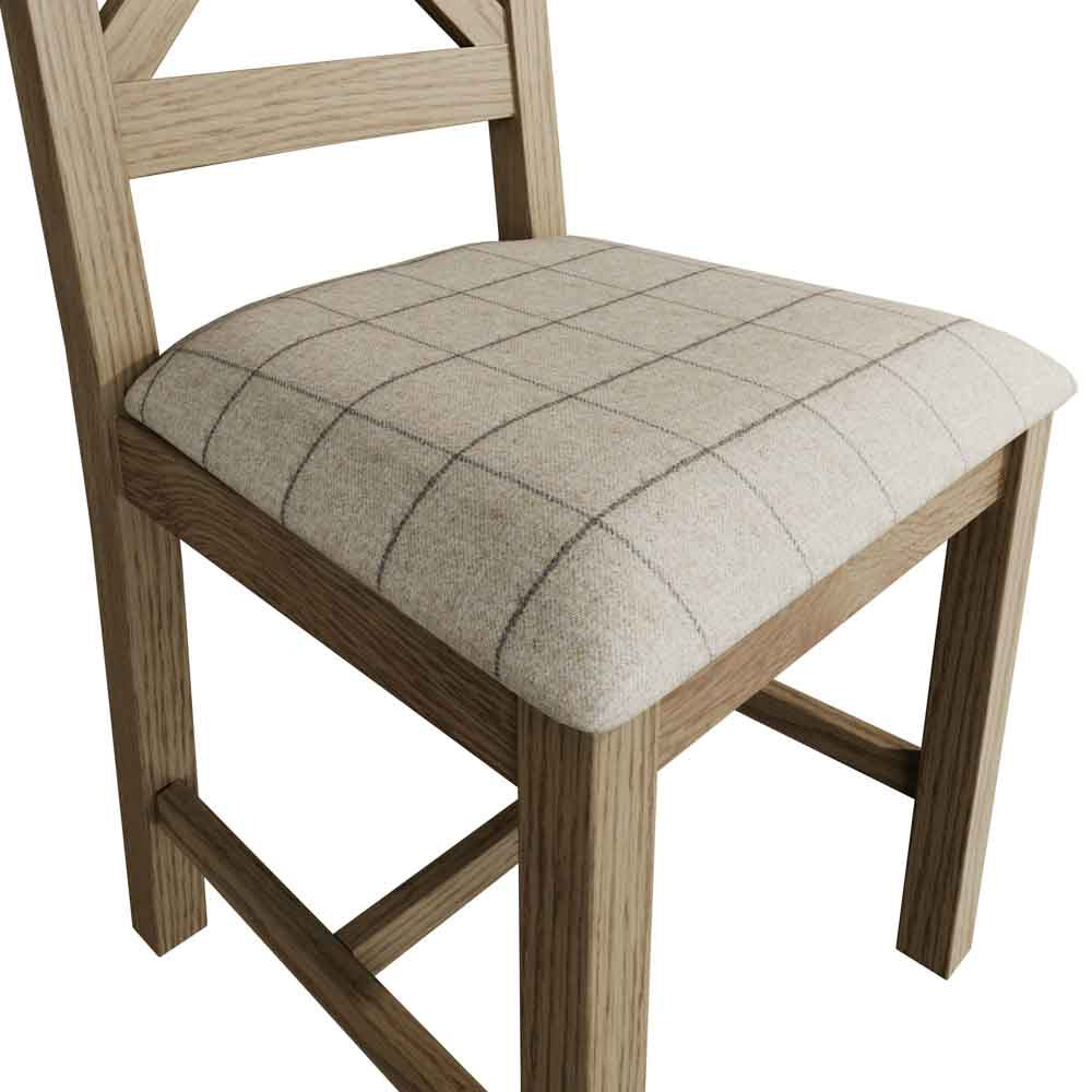 Bordeaux Cross Back Chair Fabric Seat in Check Natural