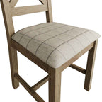 Bordeaux Cross Back Chair Fabric Seat in Check Natural