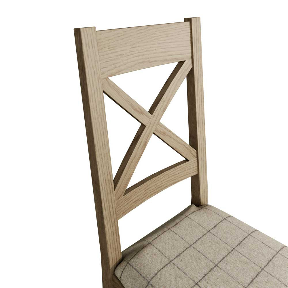 Bordeaux Cross Back Chair Fabric Seat in Check Natural