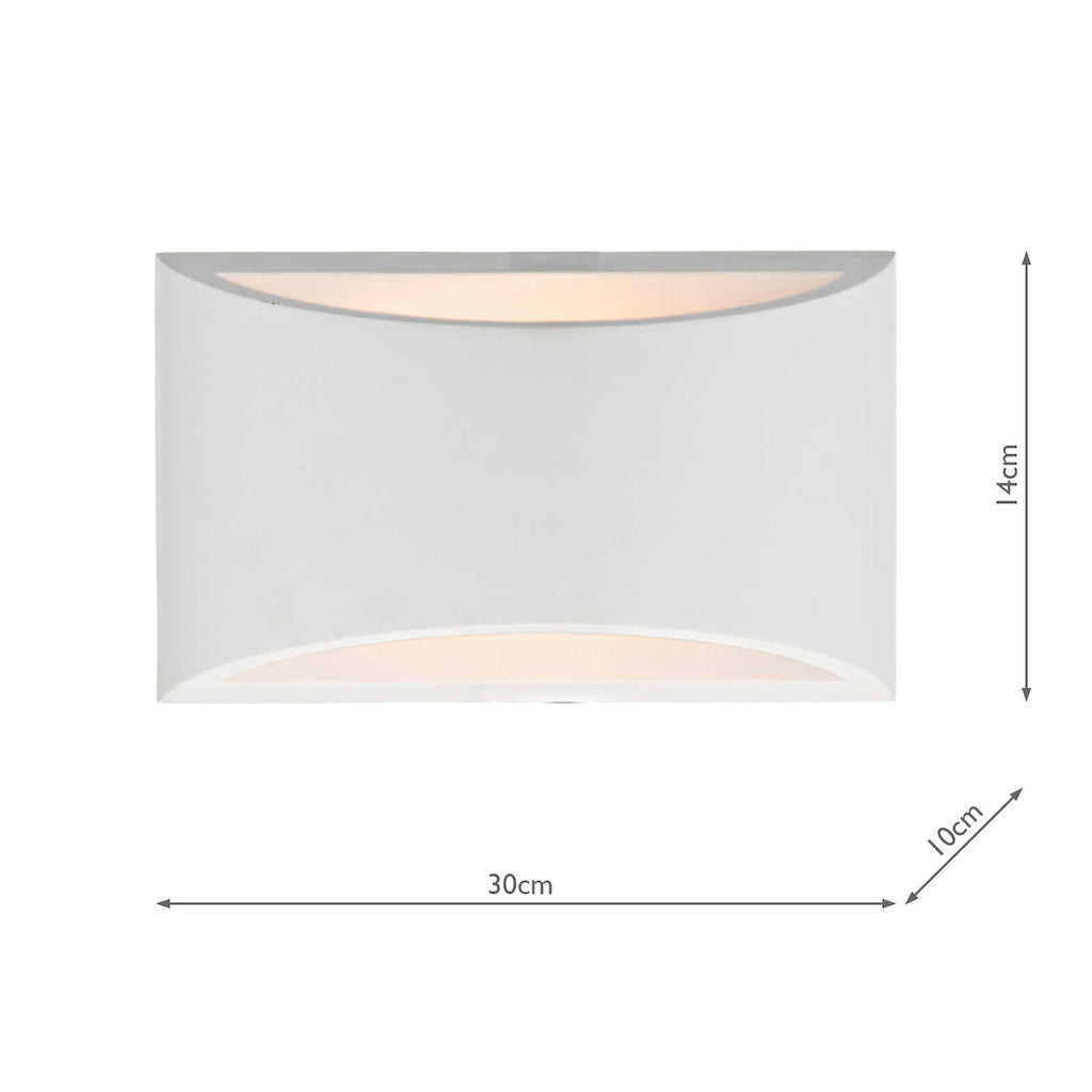 Hove Wall Washer Small<br>Paintable Plaster