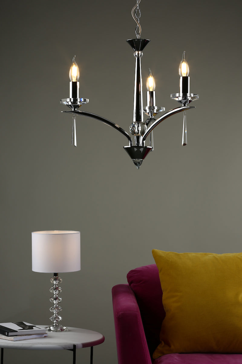 Hyperion 3 Light Dual Mount Pendant Polished Chrome Crystal<br>Polished Chrome