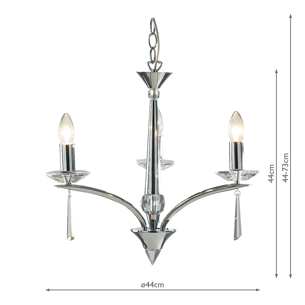 Hyperion 3 Light Dual Mount Pendant Polished Chrome Crystal<br>Polished Chrome