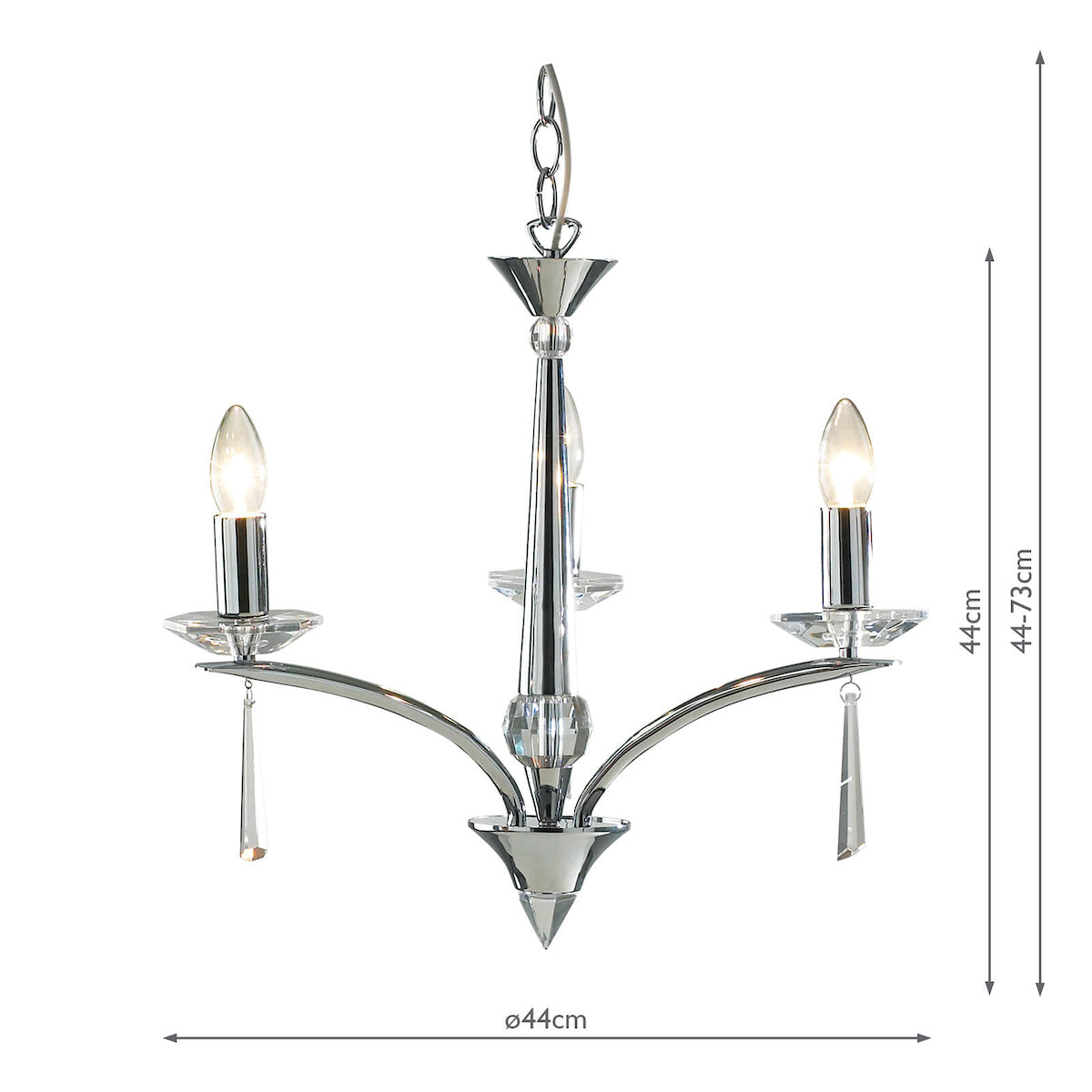 Hyperion 3 Light Dual Mount Pendant Polished Chrome Crystal<br>Polished Chrome
