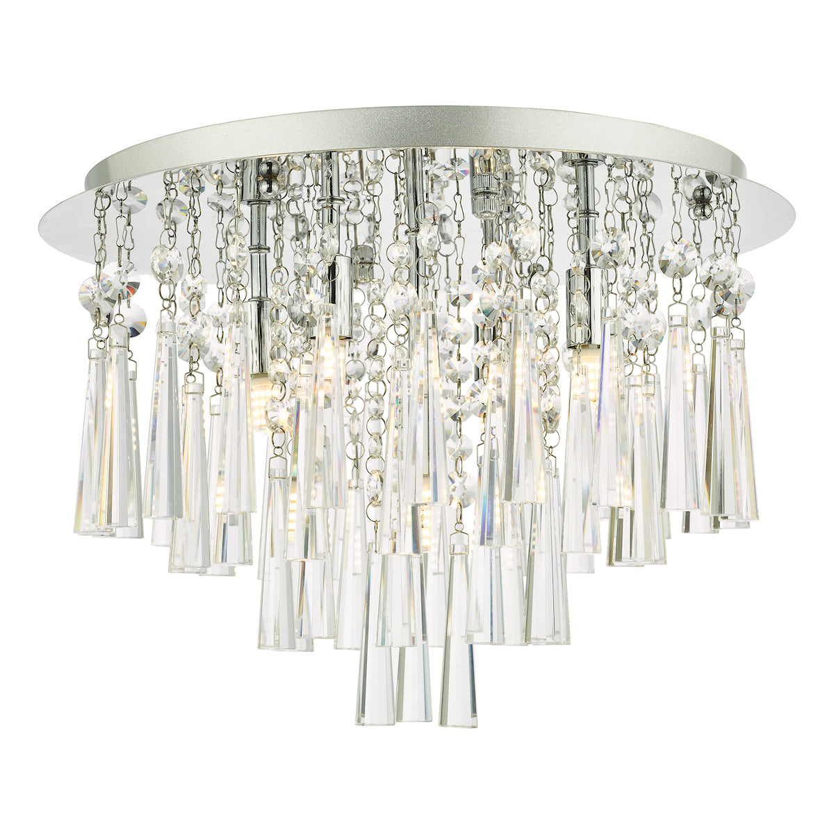 Iclyn 5 Light Flush Polished Chrome Crystal<br>Polished Chrome