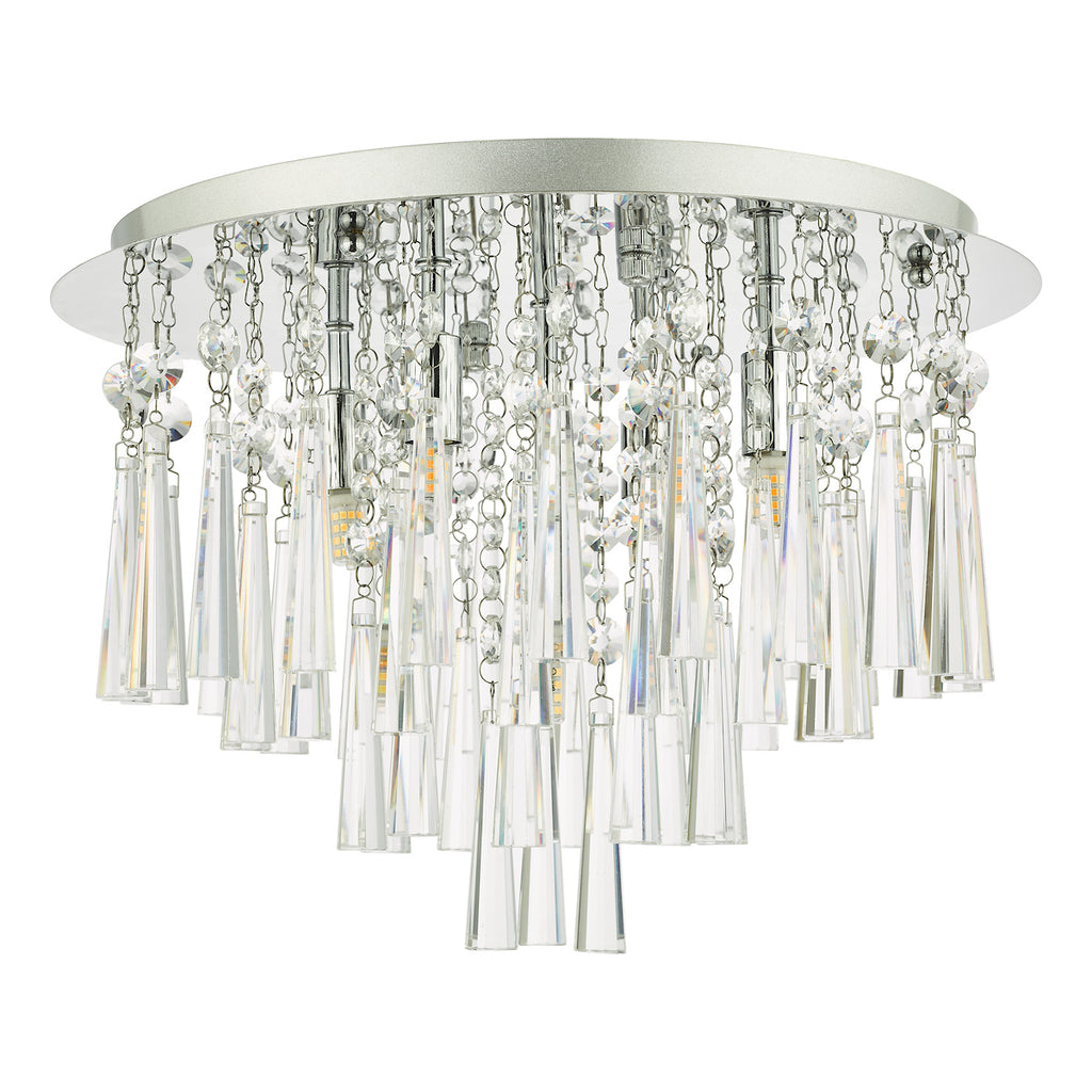 Iclyn 5 Light Flush Polished Chrome Crystal<br>Polished Chrome