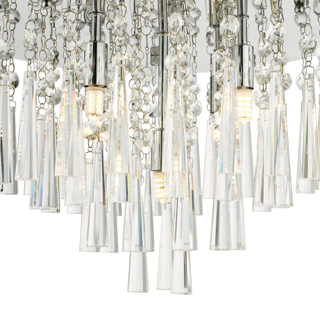 Iclyn 5 Light Flush Polished Chrome Crystal<br>Polished Chrome