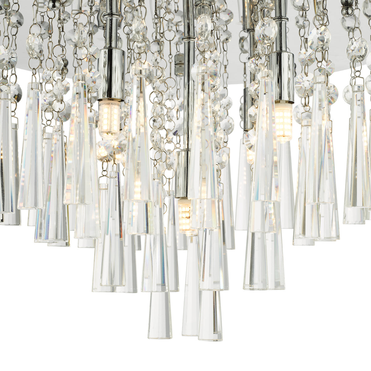 Iclyn 5 Light Flush Polished Chrome Crystal<br>Polished Chrome