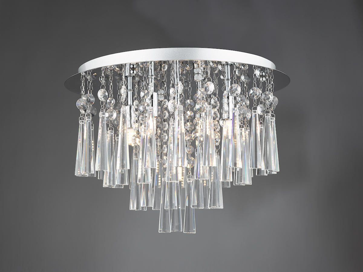 Iclyn 5 Light Flush Polished Chrome Crystal<br>Polished Chrome
