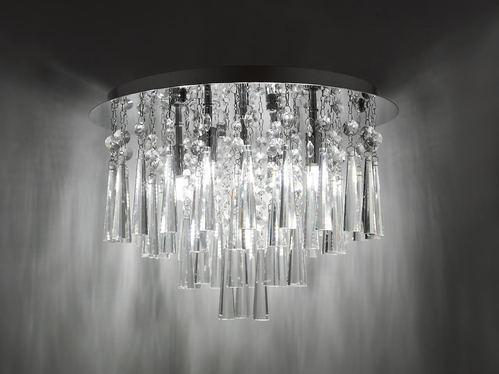 Iclyn 5 Light Flush Polished Chrome Crystal<br>Polished Chrome