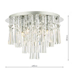 Iclyn 5 Light Flush Polished Chrome Crystal<br>Polished Chrome