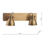 Idaho 2 Light Wall Spotlight Natural Brass<br>Natural Solid Brass