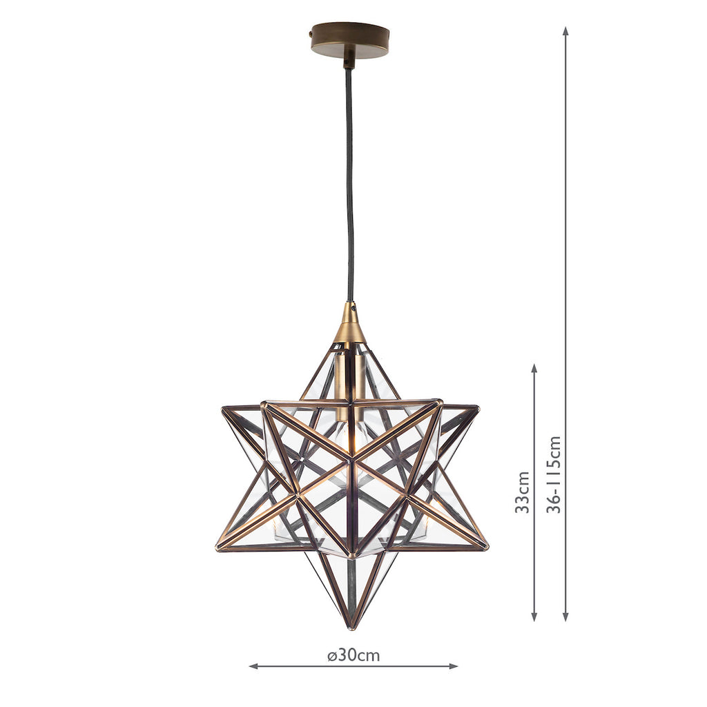 Ilario Small Star Pendant Antique Brass GlassAntique Brass