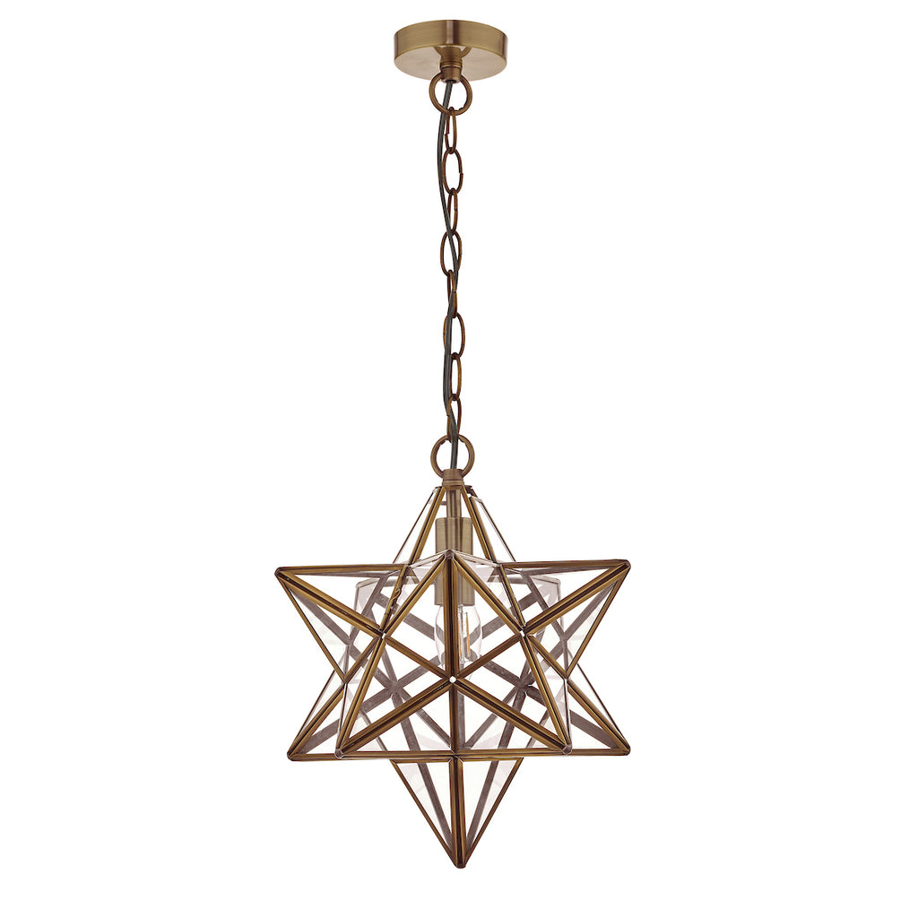 Ilario Large Star Pendant Antique Brass & Glass<br>Antique Brass
