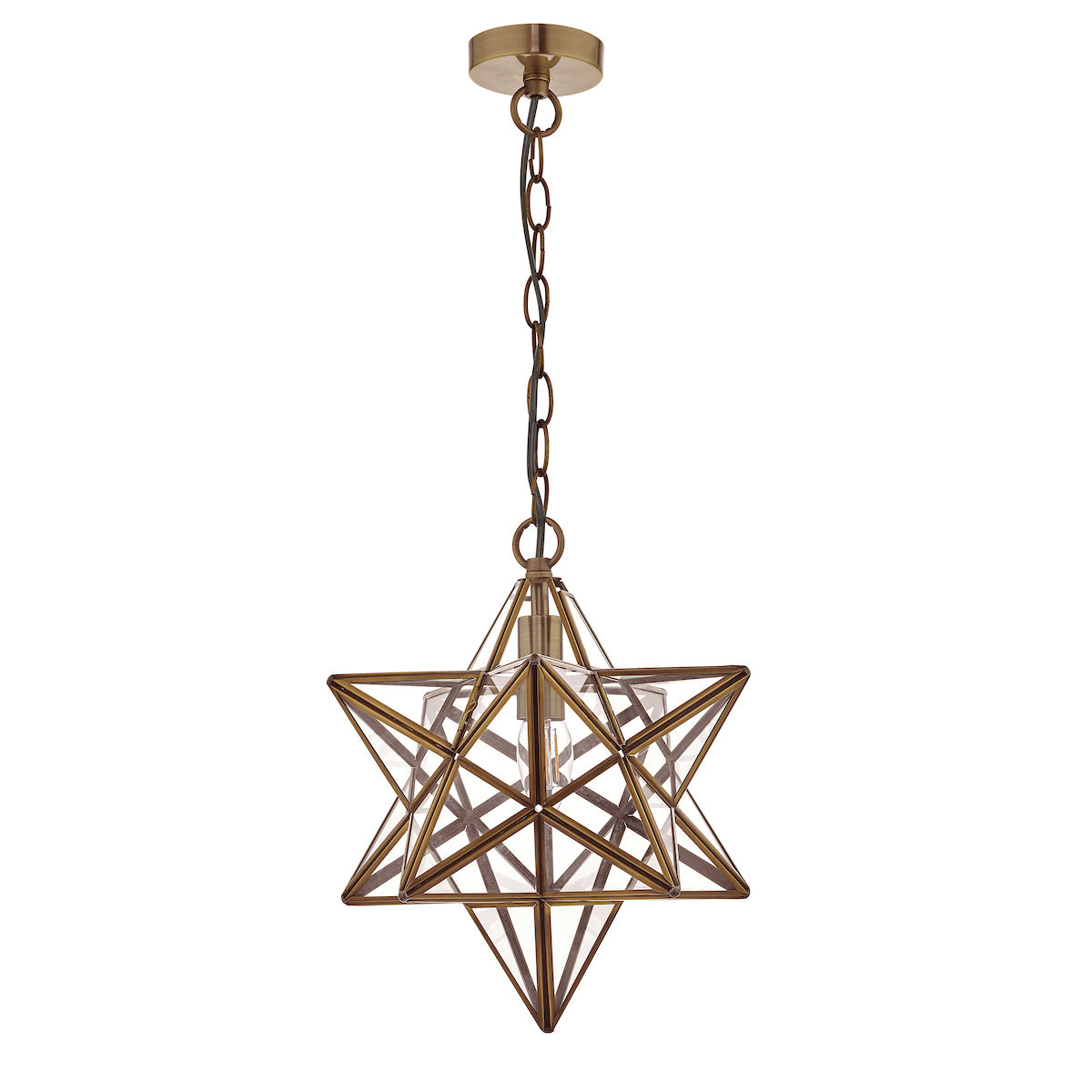 Ilario Large Star Pendant Antique Brass & Glass<br>Antique Brass