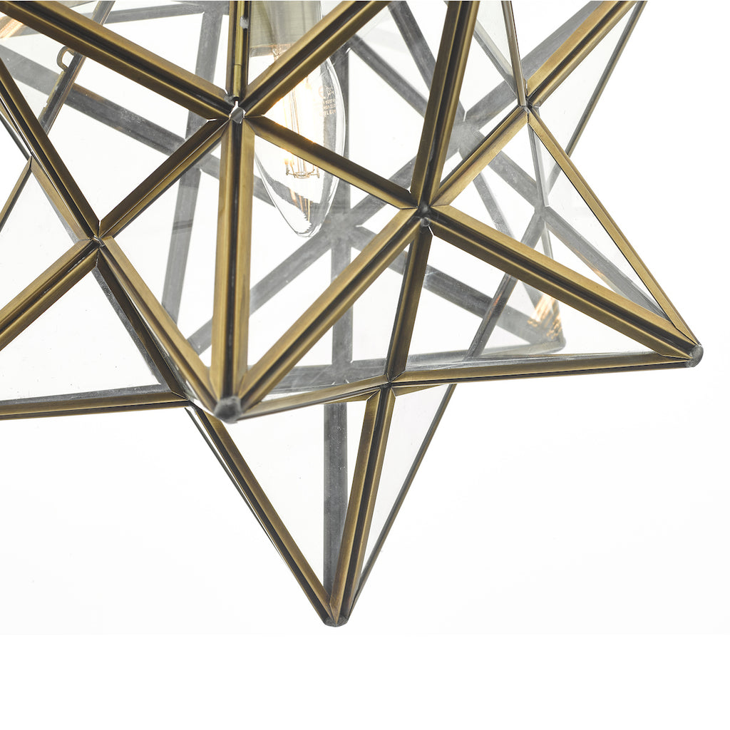 Ilario Large Star Pendant Antique Brass & Glass<br>Antique Brass