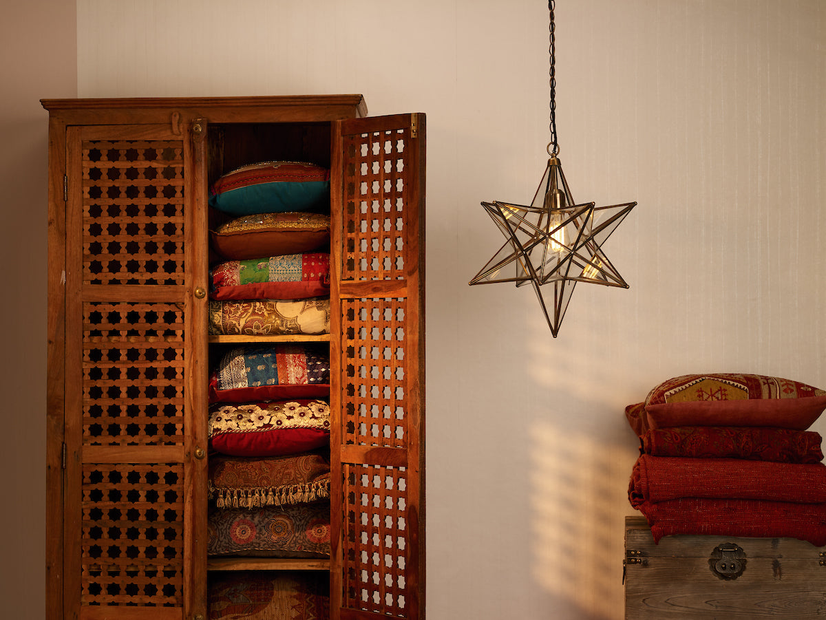 Ilario Large Star Pendant Antique Brass & Glass<br>Antique Brass