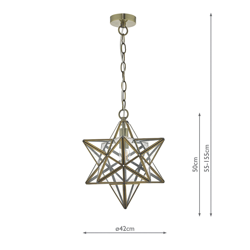 Ilario Large Star Pendant Antique Brass & Glass<br>Antique Brass