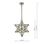 Ilario Large Star Pendant Antique Brass & Glass<br>Antique Brass