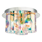 Inter 3 Light Flush Pol Chrome & Iridised Glass<br>Polished Chrome