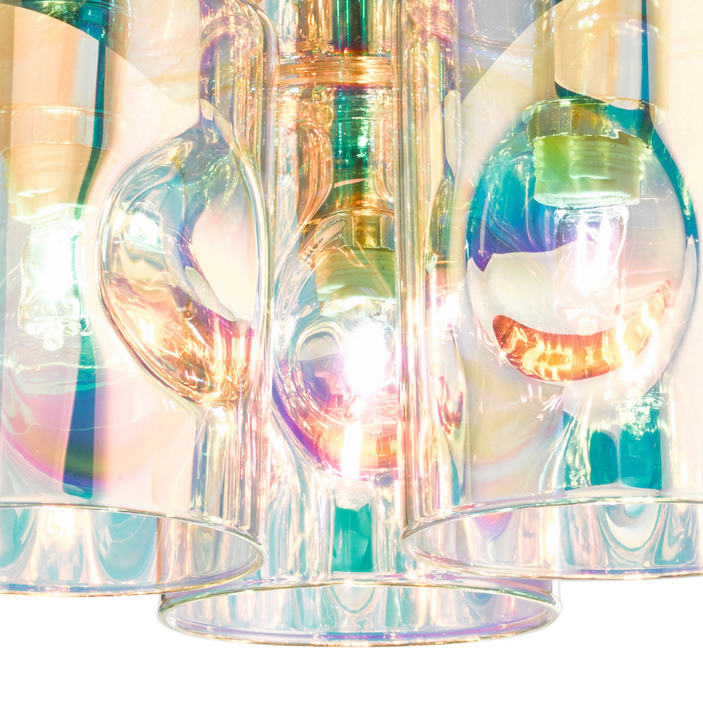 Inter 3 Light Flush Pol Chrome & Iridised Glass<br>Polished Chrome