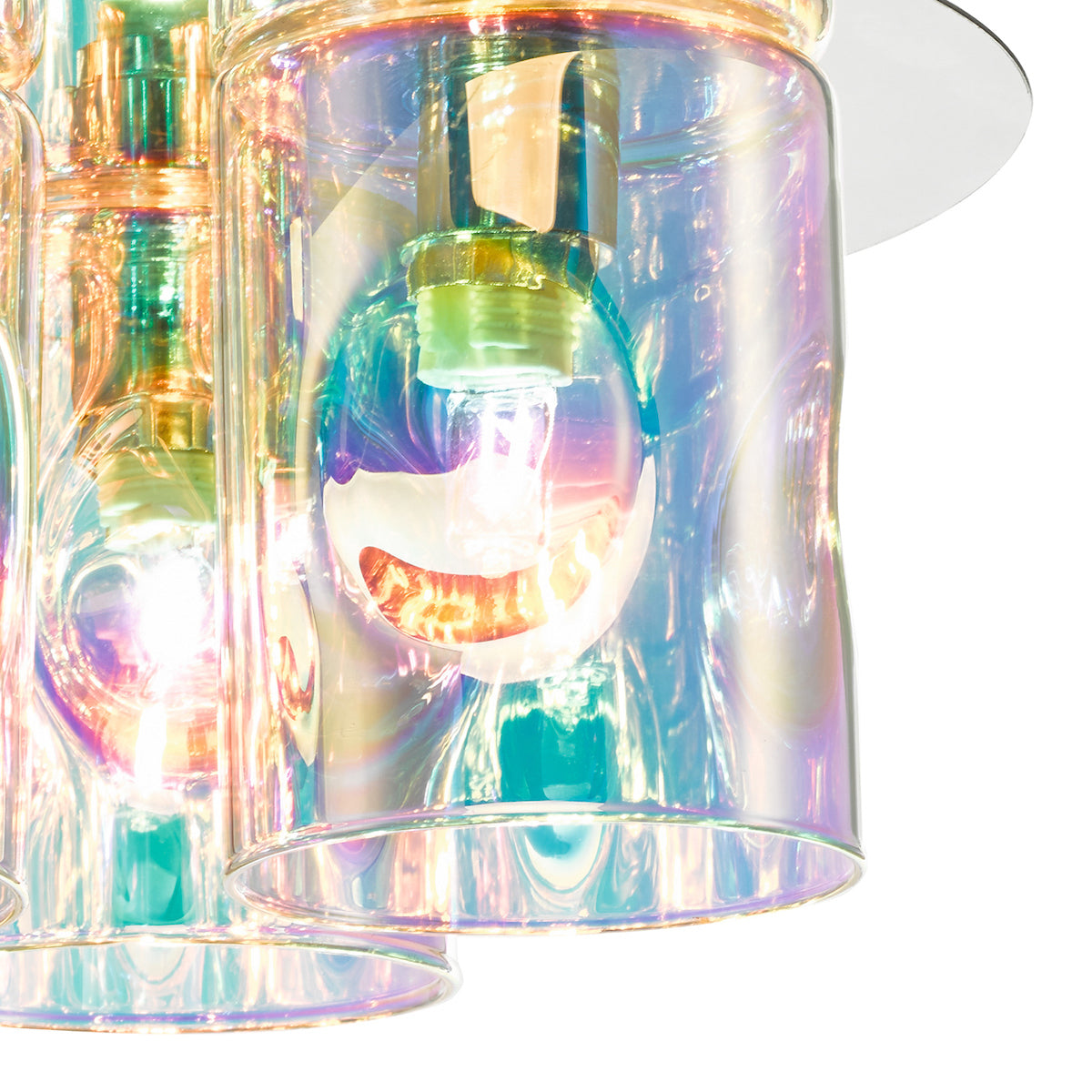 Inter 3 Light Flush Pol Chrome & Iridised Glass<br>Polished Chrome