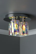 Inter 3 Light Flush Pol Chrome & Iridised Glass<br>Polished Chrome