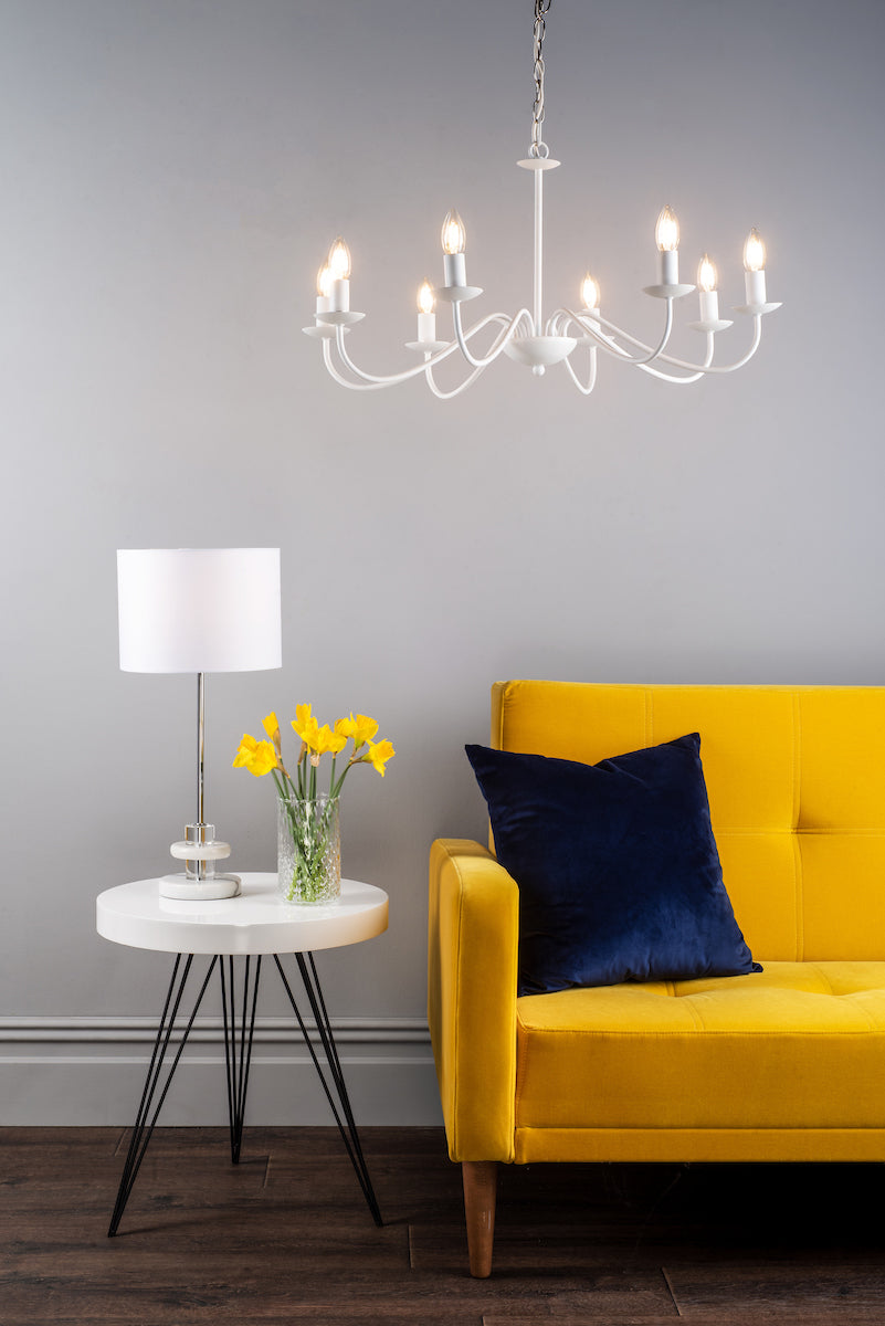 Irwin 8 Light Pendant Dual Mount White<br>Matt White