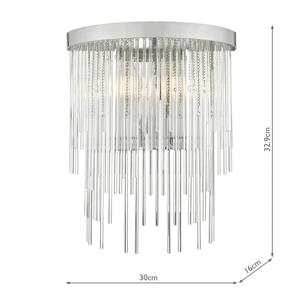 Isla 2 Light Wall Light Polished Chrome And Clear Glass<br>Glass