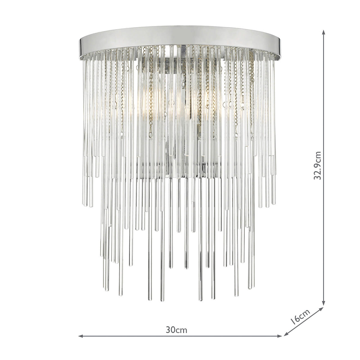 Isla 2 Light Wall Light Polished Chrome And Clear Glass<br>Glass