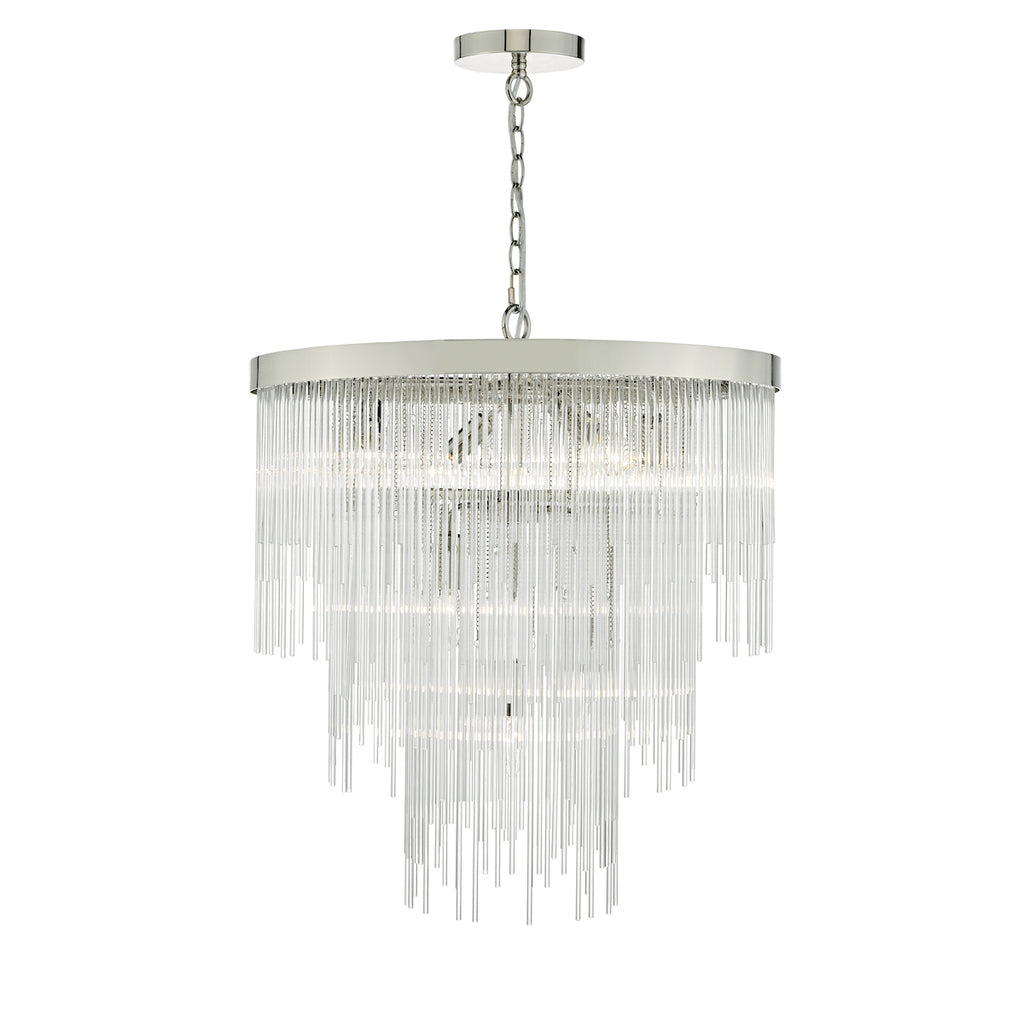 Isla 7 Light Pendant Polished Chrome & Clear Glass Rods<br>Glass