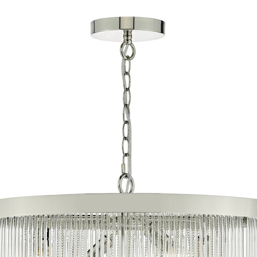 Isla 7 Light Pendant Polished Chrome & Clear Glass Rods<br>Glass