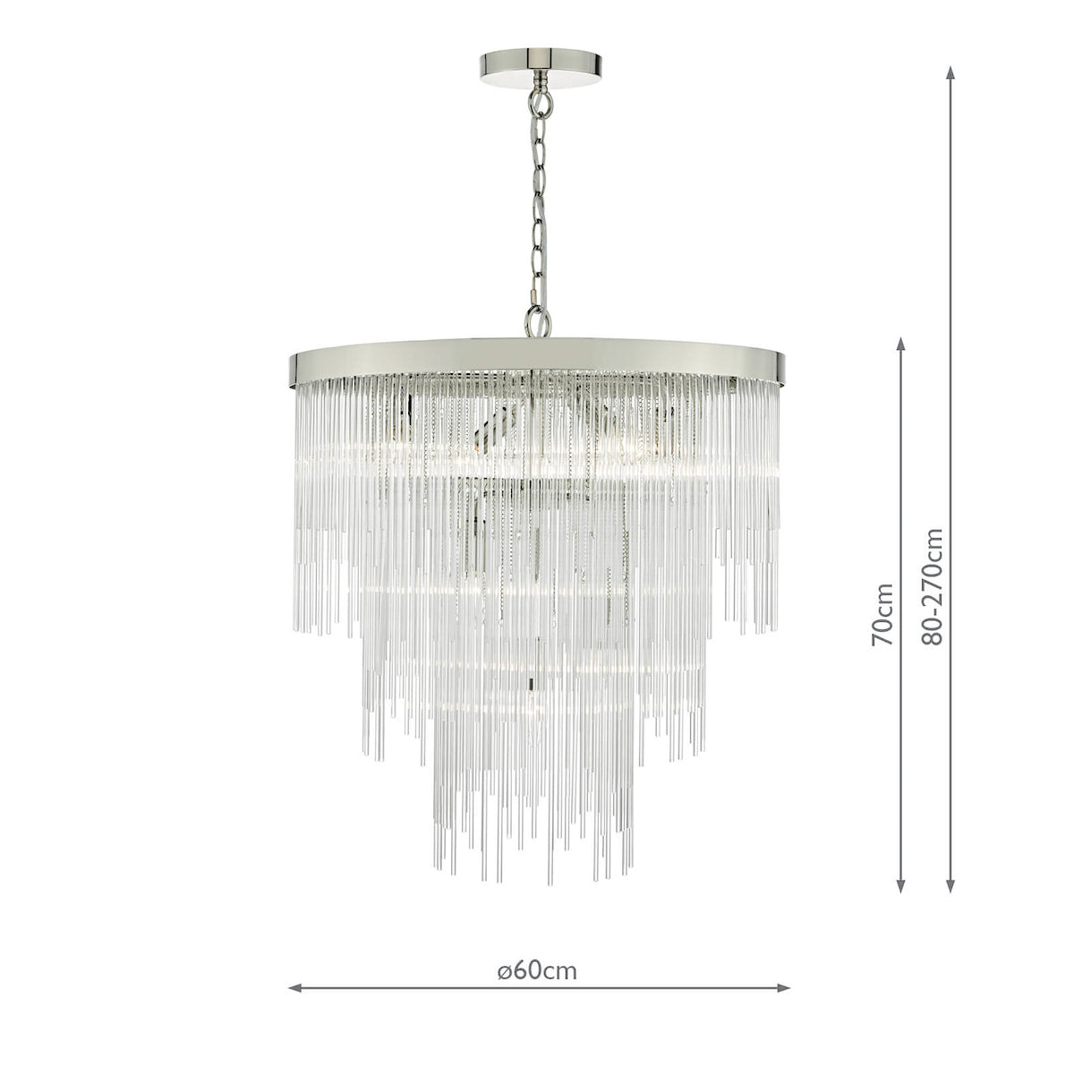 Isla 7 Light Pendant Polished Chrome & Clear Glass Rods<br>Glass